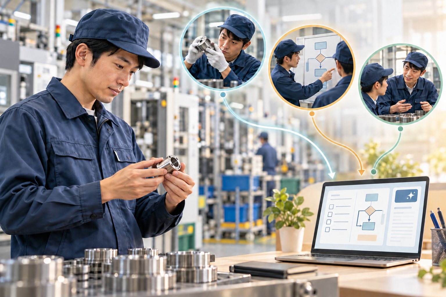 製造業の経験をAI副業に活かす様子